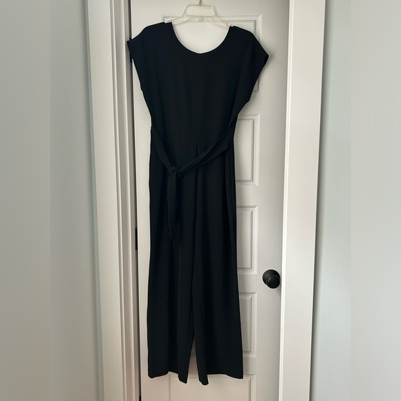 Loft Black V-back Tie Waist Jumpsuit - Picture 1 of 5